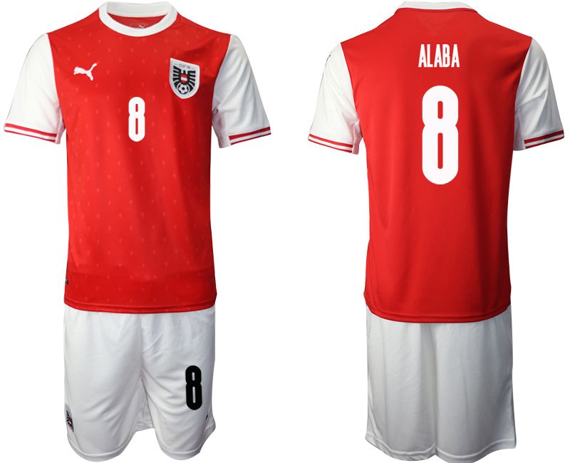 Men 2020-2021 European Cup Austria home red #8 Soccer Jersey->austria jersey->Soccer Country Jersey